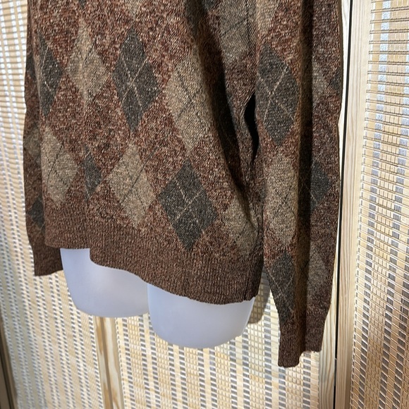 Vintage 1970s? Shades of Brown Faded Plaid Sweater Preppy Collegiate No Tags - Picture 5 of 16